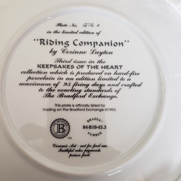 💕3/$15💕 "Riding Companion" Collector's Pl - Picture 2 of 3